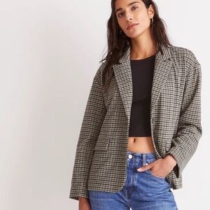 Madewell Women's Oversized Knit Blazer in Houndstooth